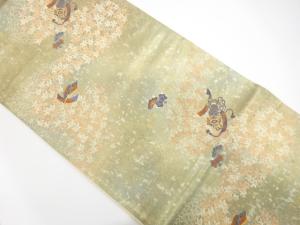 未使用品　引箔　紅葉に鼓模様織り出し　袋帯